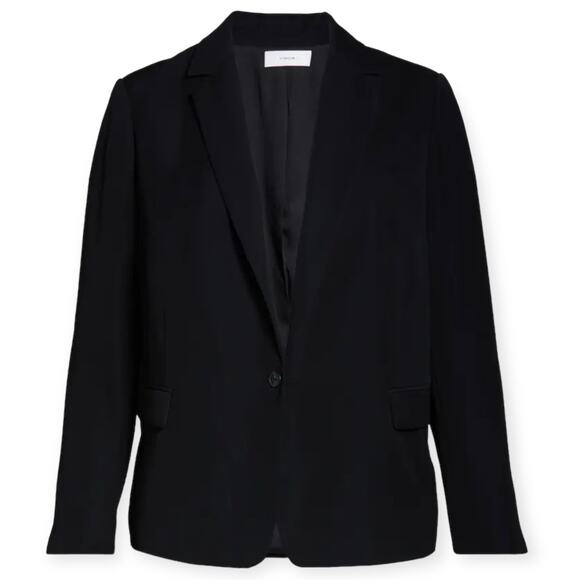 Vince Crepe One Button Blazer Jacket Flap Pockets Black Size 20 - Picture 4 of 11